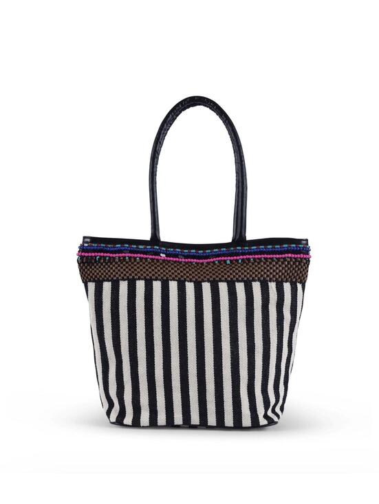 Guadalupe Handbags - NWT Guadalupe Ife Striped Tote Handbag Black White